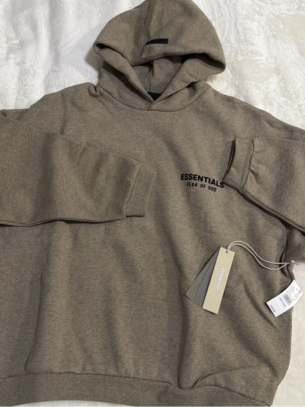 Fear of God ESSENTIALS Taupe/Brown Pullover Hoodie M Size